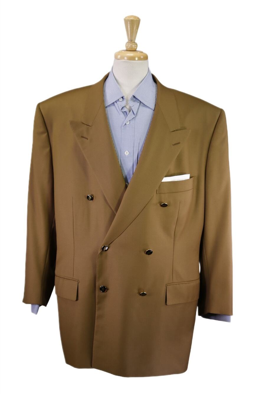 d'Avenza Brioni Solid Camel Golden Brown Wool 2-Btn Double Breasted Blazer 50R